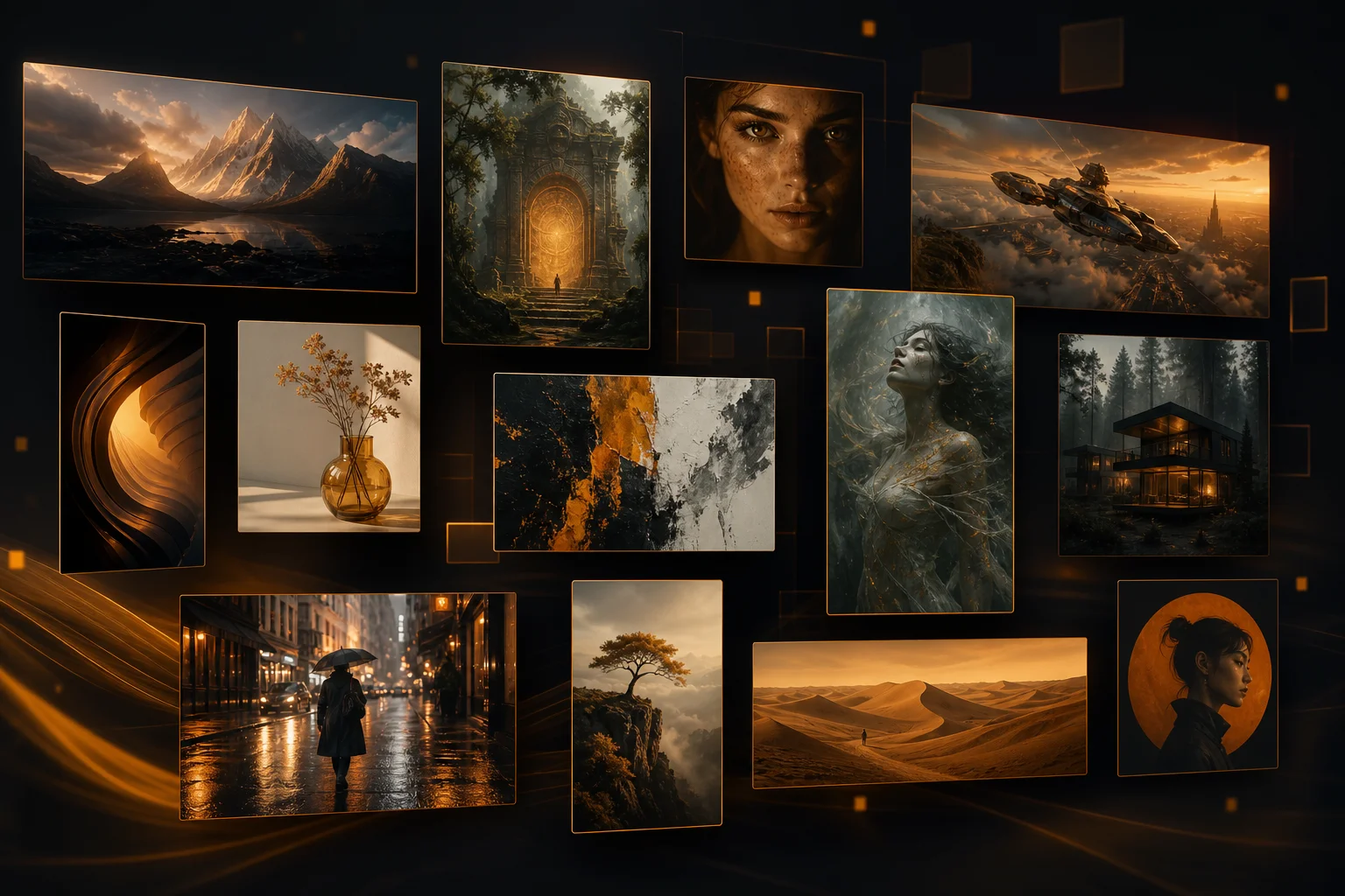 AI-generated images in multiple aspect ratios and styles