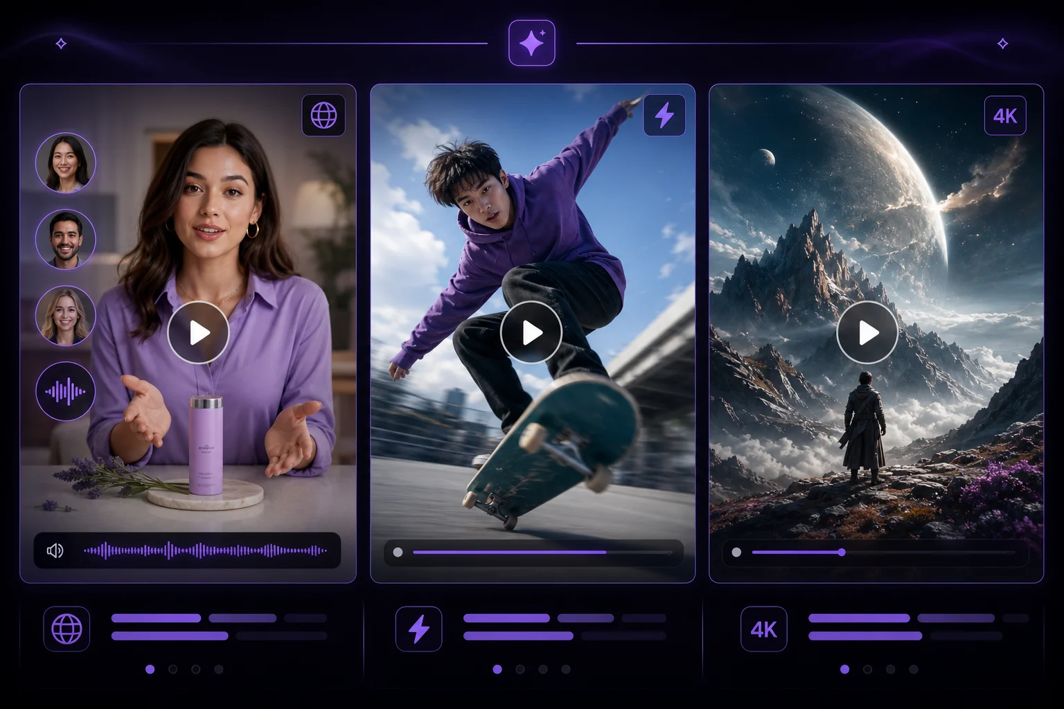 Video outputs from Veo 3.1, Kling Pro, and Kling 4K models